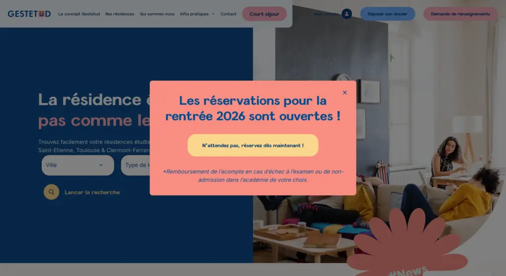 Pop-up Gestetud réservation de logement