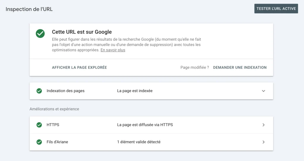 Inspection Url Search Console